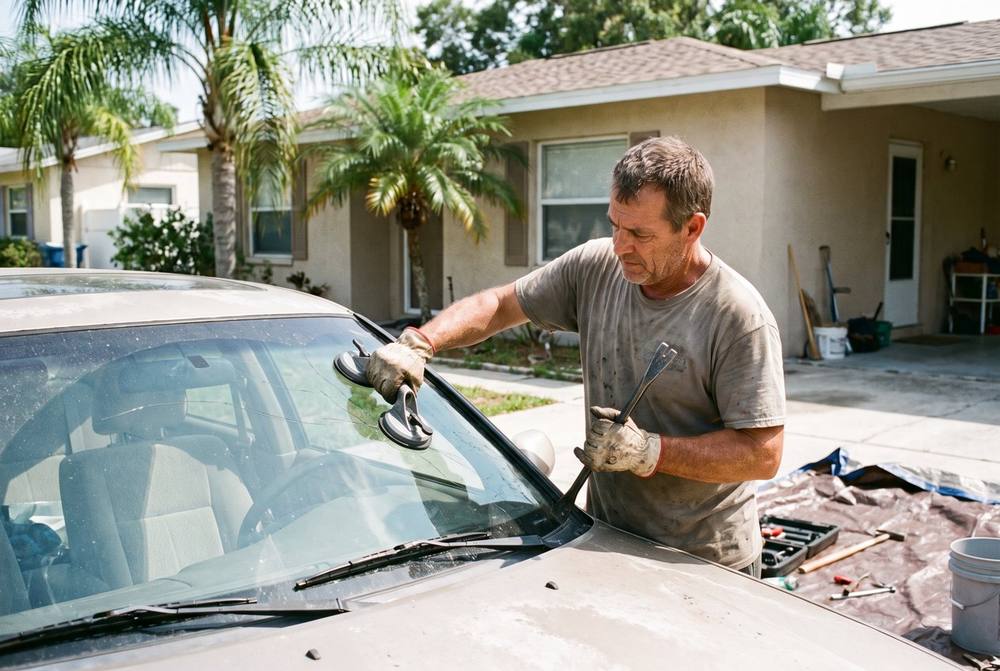 Removing damaged windshield
